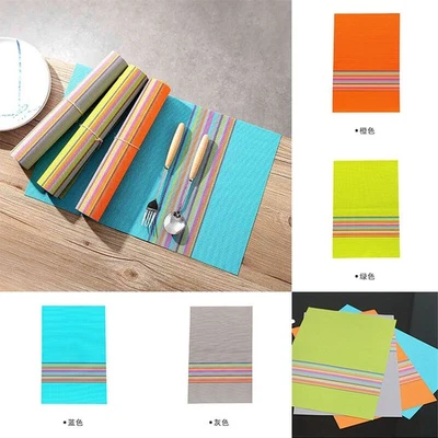 Colchonetas de almuerzo 4 piezas platos de comida PVC color rayas mesa de cena 45 x 30 cm Foto 1 de 4