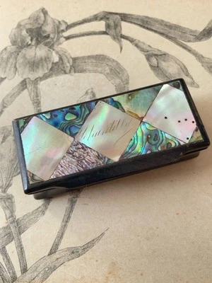 Ancienne Boite Tabatière CHANTILLY Incrustation de Nacre Abalone  XIXème - Photo 1/4