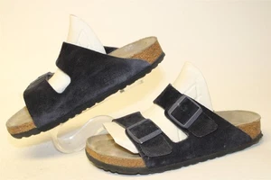 Birkenstock Germany Made Womens 6 37 Arizona Black Suede Slides Sandals Flats - Picture 1 of 24