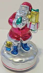 Vintage Music box Babbo Natale stile vetro mercurio suona qui arriva Babbo Natale 6" Natale - Foto 1 di 8