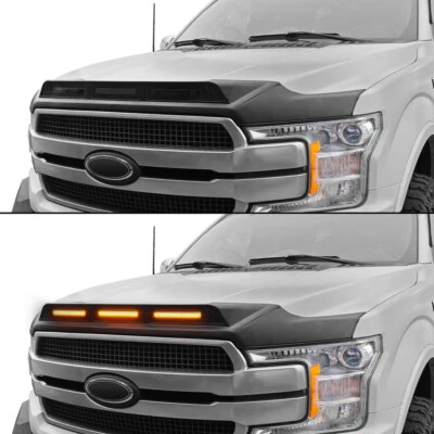 Protector de capó ABS Fit Ford F-150 2015-2020 protector deflector de piedra con luz ámbar Foto 1 de 4