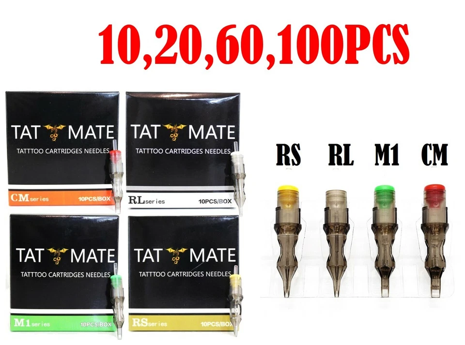 10,20,60,100 pcs Disposable Sterile Tattoo Needle & Needle Cartridge RL,RS,M1,RM - Image 1 of 1