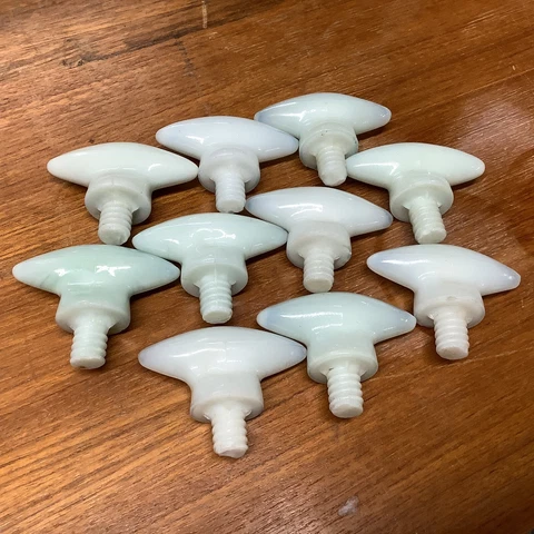 Vintage Glass White Green Milky Drawer Knobs or Pulls / $10 Each / P013 Cover