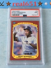 1986 Fleer Star Stickers #53 RICKEY HENDERSON | PSA 9 Mint | HOF Yankees