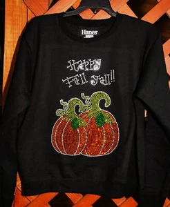 Happy Fall Y'all Rhinestone Bling sweatshirt or hoodie  S M L XL  2X 3X 4X 5X - Picture 1 of 9