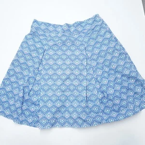 George A-Line Skirt Women's 14 Blue Paisley Print Cotton Classic Pleated Pockets - Picture 1 of 8