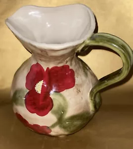 JARRA DE AGUA GIFTCRAFT OASIS PATAS FLORES ROJAS HOJAS VERDES MARRÓN TOSTADO - Imagen 1 de 8