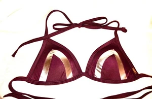 Victoria's Secret PINK XS gepolstertes Push-up-Tangel-Bikinioberteil Schwimmen weinrot Folie - Bild 1 von 4