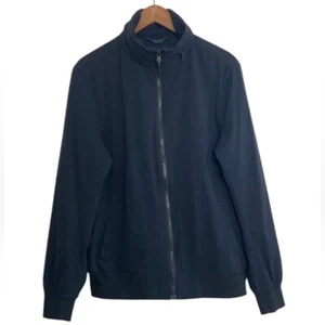 Banana Republic Motion Tech Jacket Mens Medium Navy Blue Mesh Hooded Bomber - Picture 1 of 16
