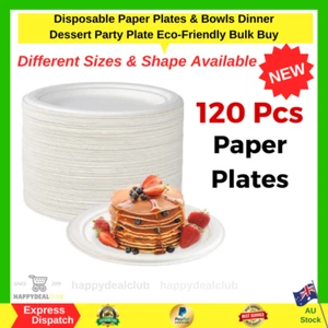 Disposable Paper Plates & Bowls Dinner Dessert Party Plate Eco-Friendly Bulk Buy - Picture 1 of 11