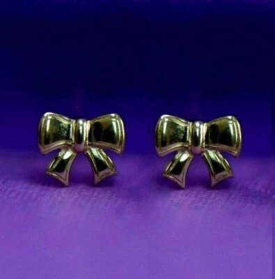 Brincos de ouro amarelo branco sólido 14k com gravata borboleta cz - Imagem 1 de 4