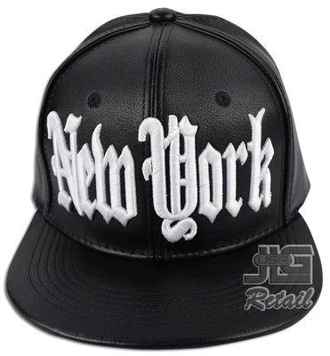 New York City Hat Faux Leather Embroidery Baseball Cap Buckle Strapback PU NEW - Image 1 of 2