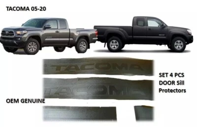 JUEGO 4 PIEZAS PROTECTORES DE UMBRAL DE PUERTA ORIGINALES OEM 05-20 Toyota TACOMA COLOR NEGRO OEM Foto 1 de 4