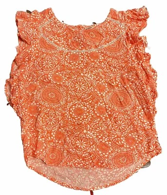 Arizona Jeans Niñas Estampado Geométrico y Volantes Columpio Top Naranja Talla L 14 Foto 1 de 4