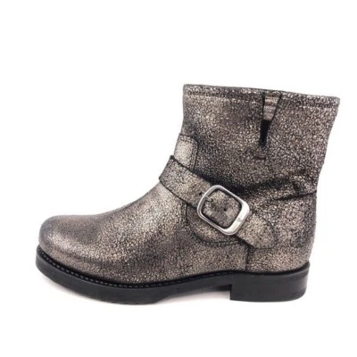 Frye Veronica Short Metallic Gold Leather Ankle Moto Boots Womens Size 6.5M - Imagem 1 de 4