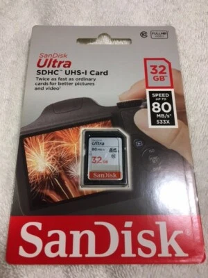Sandisk SDHC Card 32GB 80MB/s Ultra Memory Card Camera, NEW NEVER USED - Image 1 of 2
