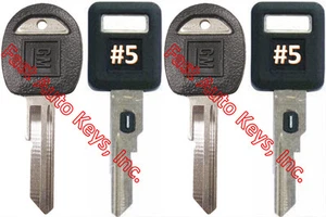 NEW GM Single Sided VATS Ignition Keys #5 (PAIR) + Doors/Trunk OEM Keys (PAIR) - Picture 1 of 1