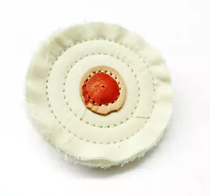 3" White Muslin Buff Jewelry Polishing Buffs Wheel 30Ply Stitched Leather Center - Picture 1 of 4