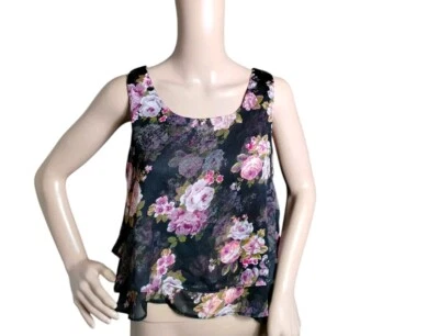 Blusa para mujer American Rag Cie pequeña multicolor floral Bloomcore caprichosa Foto 1 de 4