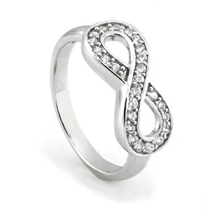 925 Genuine Sterling Silver Infinity Cubic Zirconia Inlay Ring | US Seller  - Picture 1 of 1