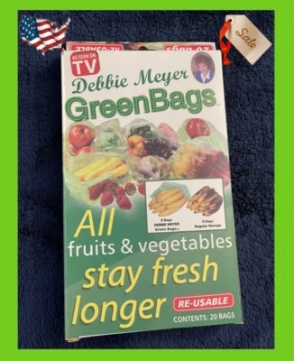 Debbie Meyer Generic Green Bags Keep Fresh 20 Reusable Bags 10Med 10Lg Save $$$