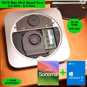 MacOS SONOMA + WINDOWS 10 PRO 2012 Mac Mini 2.3GHz i7 QUAD CORE 16GB RAM 2TB SSD - Picture 1 of 14