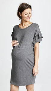 Ingrid & Isabel Women's Ruffle Sleeve T-Shirt Dress Heather Gray XL - Picture 1 of 2
