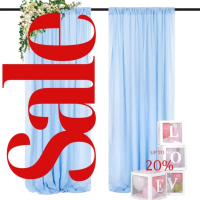 2 PANELS Chiffon Backdrop Curtains Drapes Sheer Chiffon Fabric Photography - Image 1 of 2