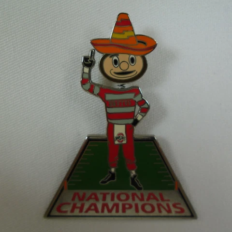 National Champions Ohio State Brutus Buckeye Bobblehead Collector Pin Football Cover