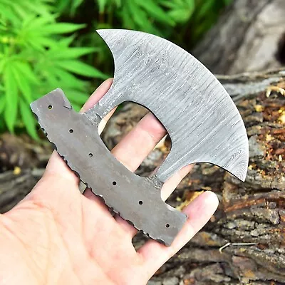HANDMADE DAMASCUS FIXED BLANK BLADE KNIFE ULU ALASKAN KNIFE CHOPPER PIZZA CUTTER - Image 1 of 4