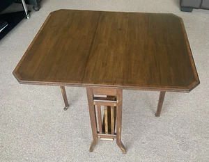 Antique Sutherland Drop Leaf Gate Leg Mahogany Side Fiddle End Occasional Table - Picture 1 of 4
