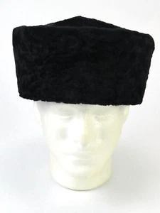 Schwarze europäische Kubanka Echtfell Astrachan Karakul Winter Kosaken Mütze Papakha B8 - Bild 1 von 9