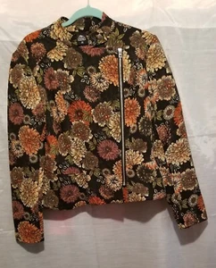 Clock House Women's Zip up Multi color Flower print Jacket  size 44 - Picture 1 of 4