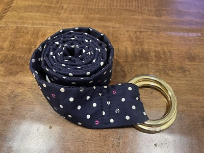 Cinturón Lilly Pulitzer 100 % algodón doble anillo azul marino a lunares - grande para mujer Foto 1 de 4
