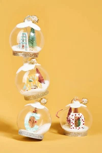 Anthropologie Monogram Snowglobe Ornament Christmas Holiday Gift Initial A NEW - Picture 1 of 2