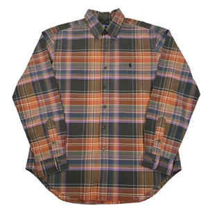 VTG Ralph Lauren Orange Purple Green Plaid Long Sleeve Button Up Shirt Sz Large - Picture 1 of 4