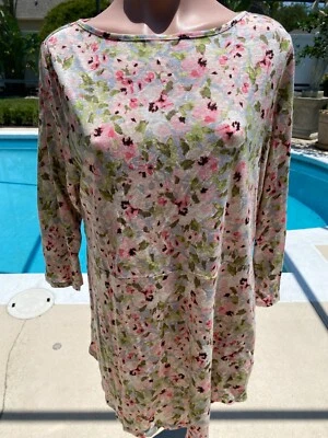 Blusa larga túnica de lino Jill Love camisa rosa floral para mujer M mediana NUEVA Foto 1 de 4