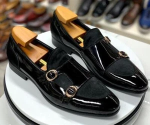 Herren Mode Britische spitze Zehenpartie Schnalle Riemen Slipper Halbschuhe Kunstleder Schuhe - Bild 1 von 16