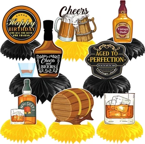 Decoraciones de cumpleaños envejecidas a perfectas - 8 PIEZAS decoraciones de fiesta de cerveza whisky ho - Imagen 1 de 6