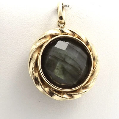 Milor 14K Gold Labradorite Druzy Quartz Magnetic Interchangeable Charm Pendant  - Image 1 of 4