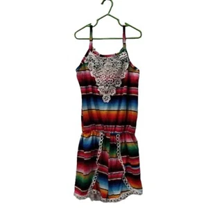 Girls multicolor stripe lace front romper 10/12 - Picture 1 of 3