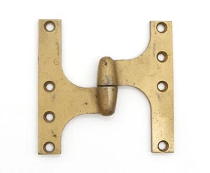Vintage 5.875 x 5.875 Rixson Brass Plated Iron Left Handed Olive Door Hinge - Picture 1 of 7