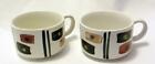 Retro Ceramic Soup Bowl Cup Mug White Mid-Century Pop Art Block Dot Set of 2