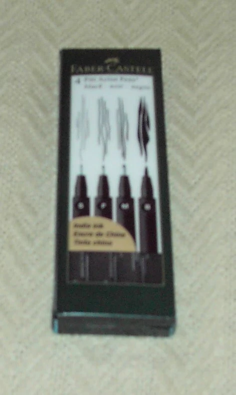 FABER CASTELL 4 PITT ARTIST PENS - S F M B TIPS - BLACK FINELINER - INDIA INK - Image 1 of 1