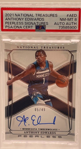 2021-22 National Treasures Anthony Edwards Auto /49 PSA 8 On-Card Auto Peerless