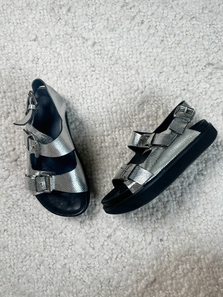 Sandalias Isabel Marant Ophie Plateadas Metálicas Plataforma Zapatos Talla 38 Foto 1 de 4