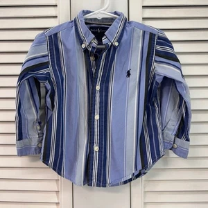 Ralp Lauren Poloshirt Gr. 24M blau gestreift Knopfleiste - Bild 1 von 5
