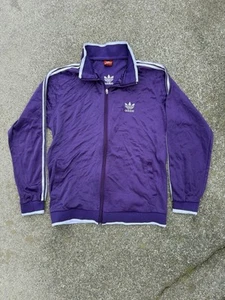 Vintage 1980’s Adidas Track Jacket Purple 3 Stripes Medium - Picture 1 of 4