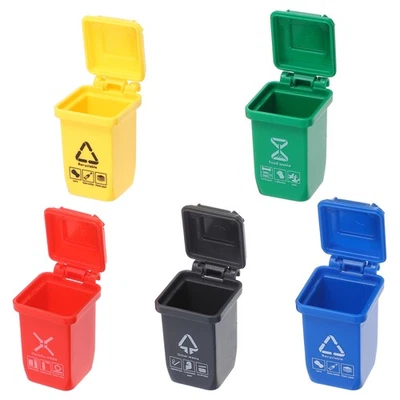 5 Pcs Small Waste Basket Tiny Can Mini Outdoor Trash Garbage Bin - Image 1 of 4