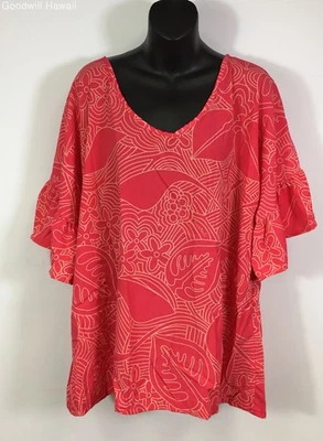 MANUHEALI'I Red Short Sleeve Pull-over Blouse Women - Size XXL - Image 1 of 4